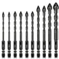 Masonry Spiral Drill Bit Set, Concrete Drill Bit Set for Tile, Brick, Glass, Plastic and Wood, Tungsten Carbide Tip for Ceramic Tile, Wall Mirror, Paver on Concrete or Brick Wall