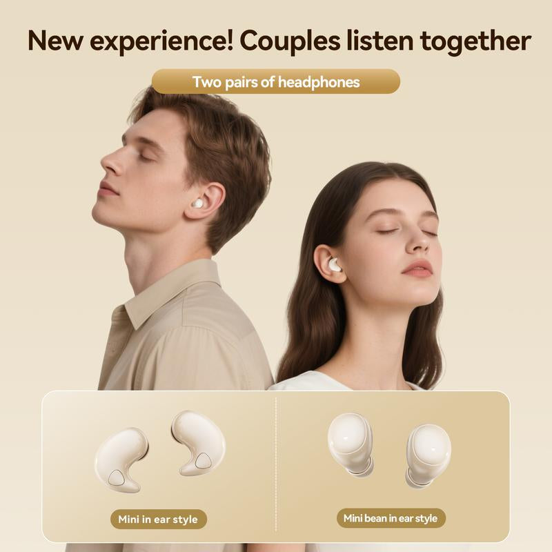 CHENRUIDA M126 Mini Invisible Bluetooth Earbuds (Two Pairs) - Comfortable Sleep Earphones with Active Noise Cancellation, Long Battery Life, Suitable for Side Sleepers, Painless for Extended Wear, High-Definition Sound Quality