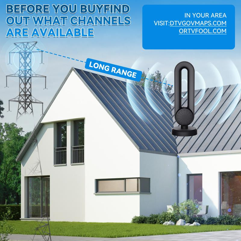 High-Performance Indoor TV Antenna for Smart TVs - Easy Installation, Strong Magnetic Base, Long Range Reception for Local Channels