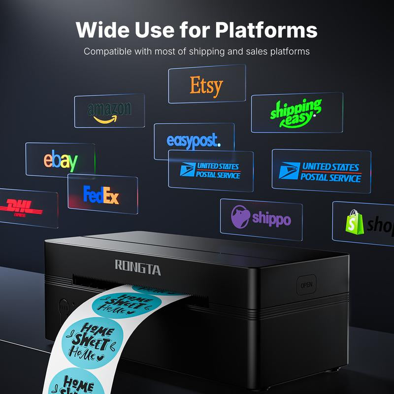 RONGTA Shipping Label Printer, Bluetooth Wireless Thermal Label Printer, Compatible with Ios, Android, Windows, Mac, Chromebook, Widely Used for Etsy, Ebay, Shopify, USPS