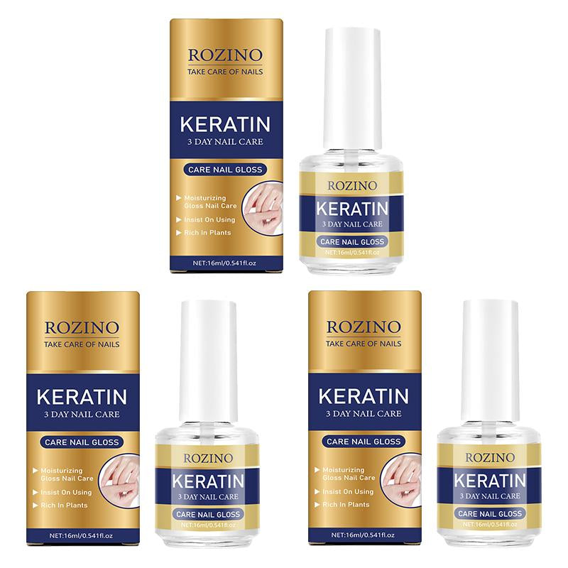 【Buy One, Get Two Free】Rozino 3 Days Nail Care Formula with Keratin Amino Acid & Aloe for Superior Nail Nourishment 16Ml Bottle for Healthy Nails Manicure