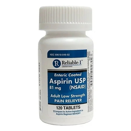 Aspirin Enteric Coated Adult Low Strength Pain Reliever Tablets 120 Ea.