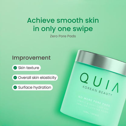 QUIA Dual-Action Toner Pads – Gentle PHA Exfoliation for Sensitive Skin – Instantly Hydrate and Minimize Pores – 70 Soft-Touch Korean Textured Pads – Blackhead and Blemish Control