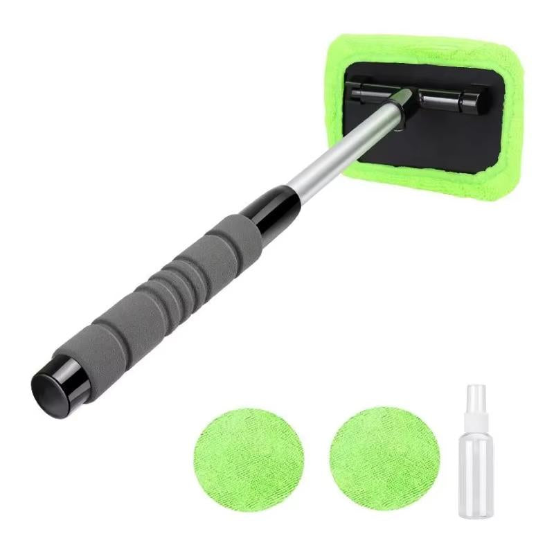 LEIBOO Windshield Cleaning Tool, Microfiber Car Window Cleaner with 3 Reusable and Washable Microfiber Pads and Extendable Handle - Christmas Gift!