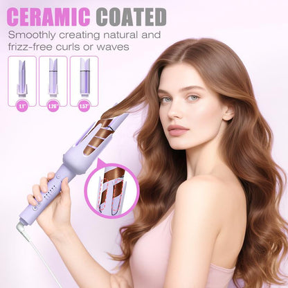 Curling Iron Wand -5 in 1 Curling Wand Set with 3 Barrel Hair Crimper for Women, Fast Heating Crimper Wand Curler in All Hair Type, Women Gifts