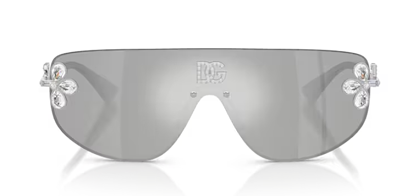 Dolce Gabbana 0DG2333B Shield Sunglasses with Crystal Detail 38mm