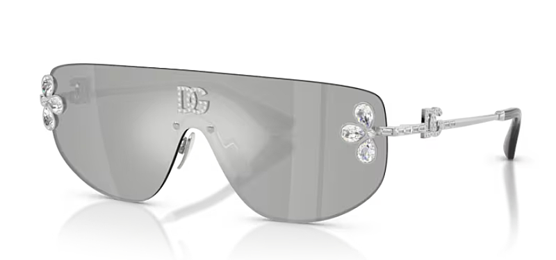 Dolce Gabbana 0DG2333B Shield Sunglasses with Crystal Detail 38mm