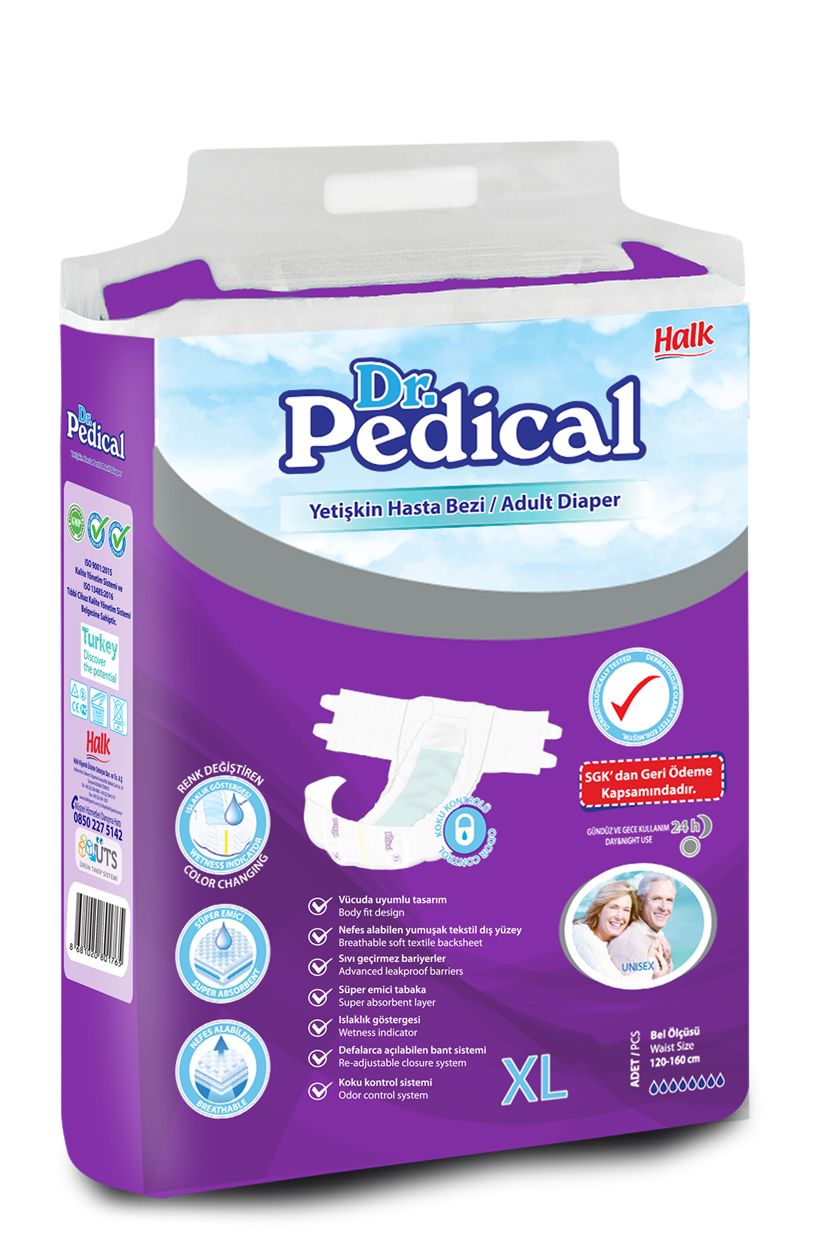 Dr Pedical Adult Diapers XL with Waist Bands 30 Count