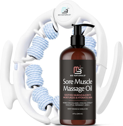 Firming Body Massage Oil with Collagen & Stem Cell – Helps Smooth the Appearance of Cellulite & Improve Skin Texture – Refreshing Aromatherapy Body Oil for Legs & Full Body – 16 Fl Oz