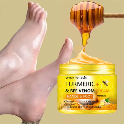Revitalizing Turmeric & Bee Venom Foot and Hand Cream - 50g for Cracked Skin Repair and Moisture Restoration