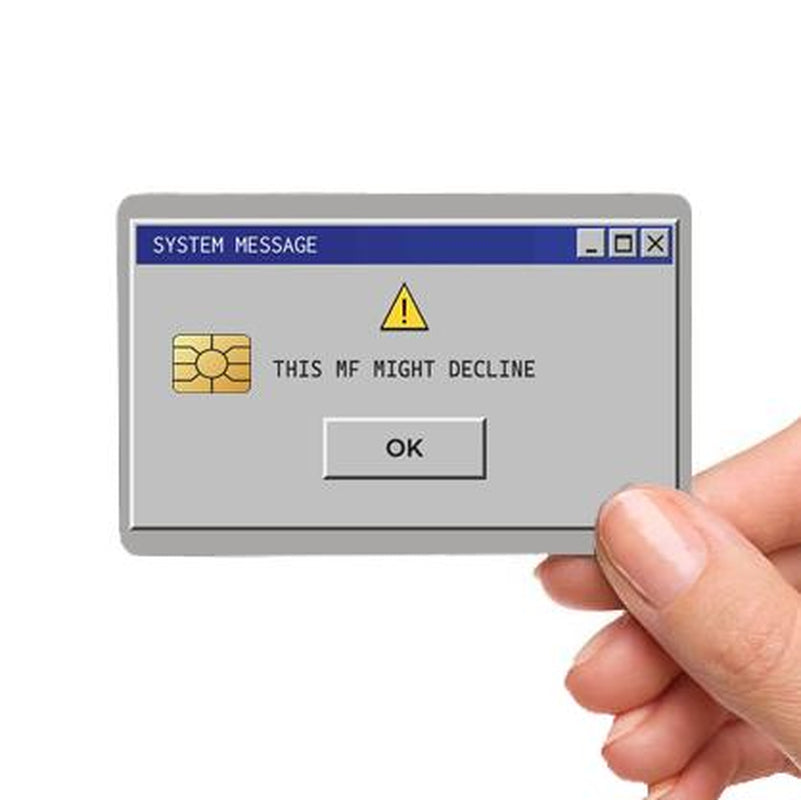 Funny Custom Credit Card Cover Pop Culture System Error Message Negative Funds Vinyl Skin Stickers Funny Sticker