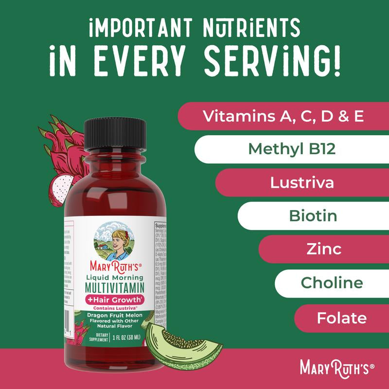 Maryruth'S Travel Pack Liquid Multivitamin + Hair Growth with Clinically Tested Lustriva - Thicker Hair - Reduce Wrinkles & Fine Lines - 1 Fl Oz