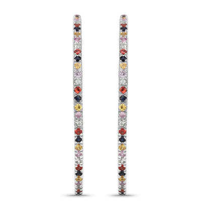 2.24 Carat Genuine Multi Sapphire .925 Sterling Silver Earrings