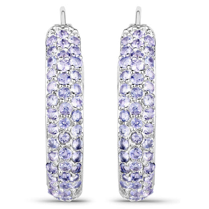 3.06 Carat Genuine Tanzanite .925 Sterling Silver Earrings