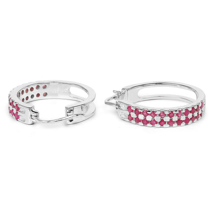 2.20 Carat Genuine Ruby .925 Sterling Silver Earrings