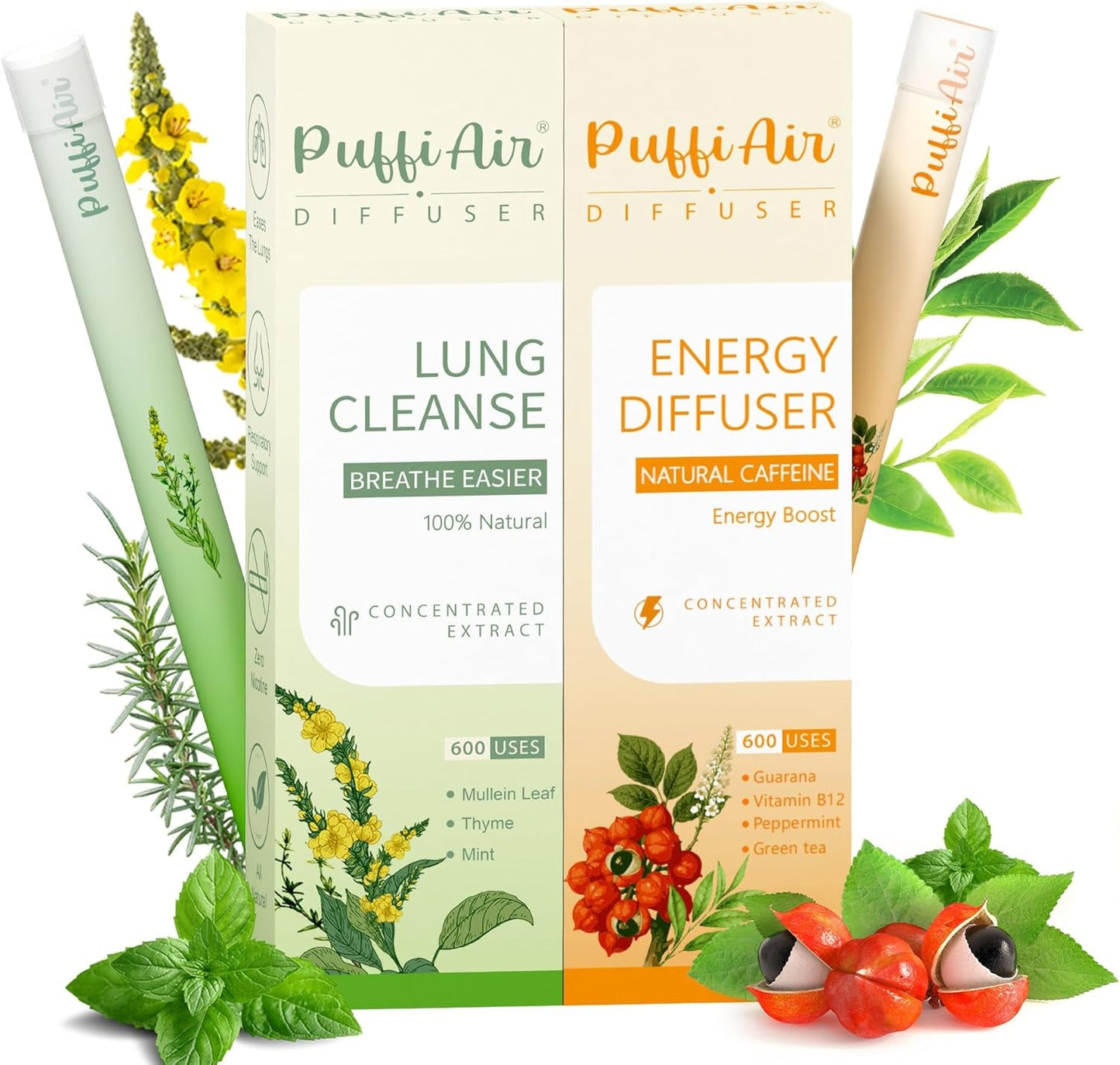 Herbal Diffuser Duo, Sleep and Relax Diffuser Pens with Extract of Melatonin, Chamomile and Other Biotanicals, 100% Natural Swap - up to 600 Uses (Varies by Usage), Stress Relief Duo