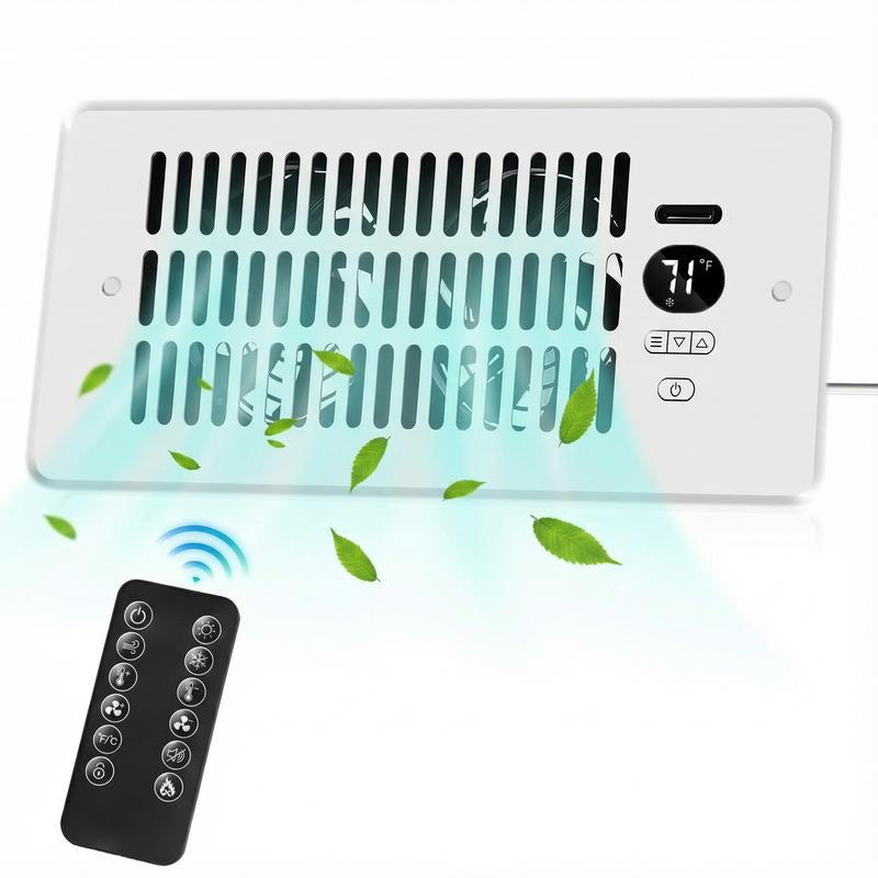 Register Booster Fan for 4"X10" Holes 10-Speed Quiet Ventilation with Thermostat Remote Negative Ion Air Vent Enhances Heating Cooling Comfort Portable Energy-Efficient Radiator Heater