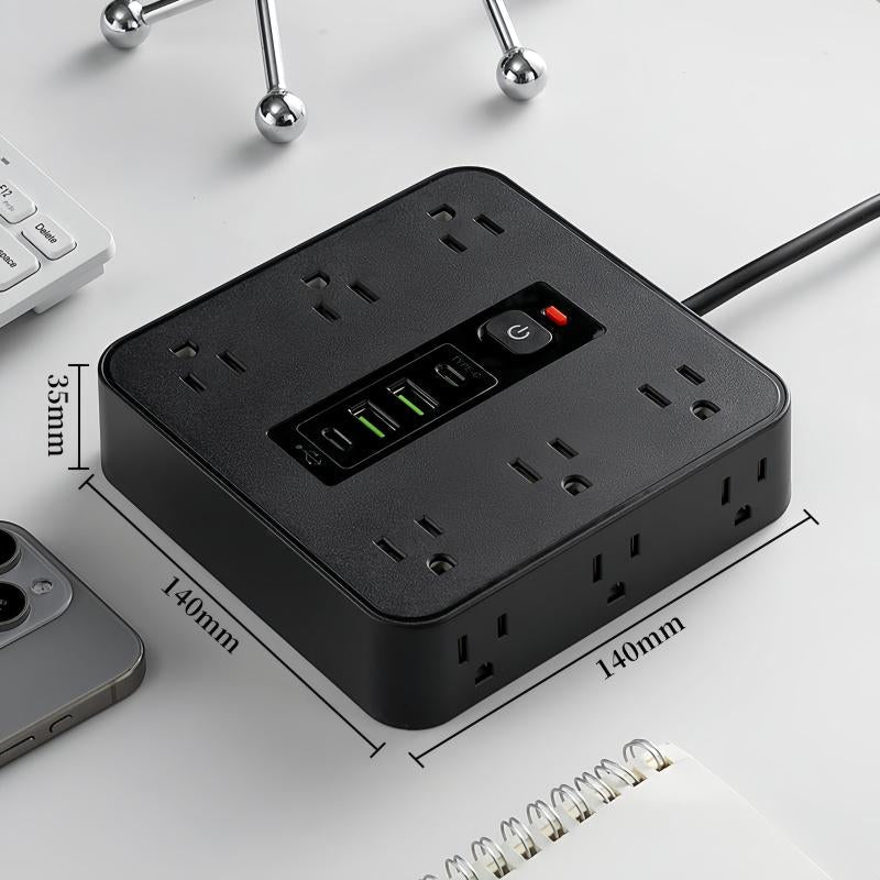 16-In-1 Power Strip with Switch & Surge Protection, Multifunctional Power Strip with 12AC Outlets & 2 USB & 2 Type-C, USB Ports Socket for Office, Home and Travel, Wall Outlet Extender,Power Socket Expander
