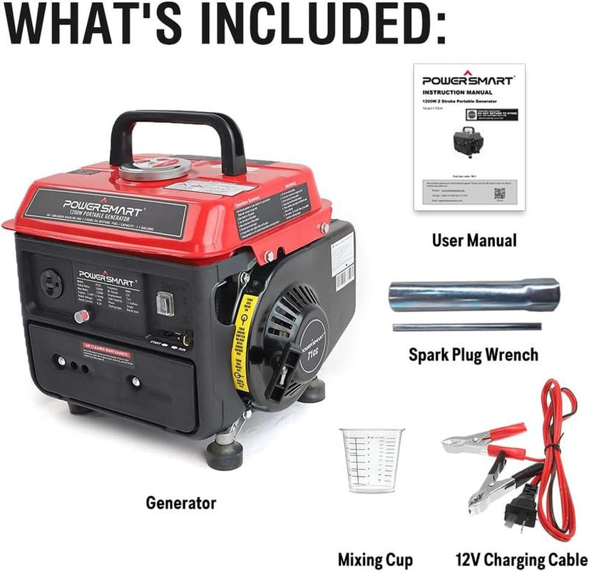 Powersmart 1200-Watt Portable Generator with Super Quiet, Ultralight for Camping, Storm Weather, PS50, Hurricane Season, Generators for House Power, Fuse Machine
