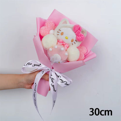 Hello Kitty Cartoon Plush Bouquet Anime Rose Flowers Doll Home Wedding Decoration Christmas Valentine'S Day Gift