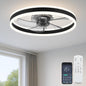 20‘’ Ceiling Fan with Light, Upgraded Low Profile Fan, Flush Mount Ceiling Fan, 6 Speeds, Dimmable LED, App & Remote Control, Quiet DC Motor, for Bedroom, Living Room, F115 White