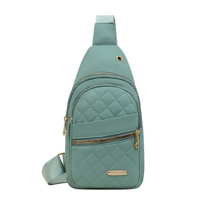 Solid Color Quilted Fanny Pack - Casual Zipper Chest Belt Bum Bag, Adjustable Sling Bag for Daily Use, Lightweight & Waterproof