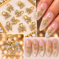Queen - Nail Charms 10pc - #296 Gold Mini Crystal Filled Butterflies with Ring