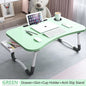 PHANCIR Escritorio Plegable Para Regazo, Mesa Portátil De Madera Para Laptop De 23.6 Pulgadas, Organizador De Oficina Para Espacio De Trabajo, Bandeja Para Cama Y Sofá Con Ranuras/Portavasos/Cajón, Antideslizante Para Leer Escribir Comer Ver, Nogal