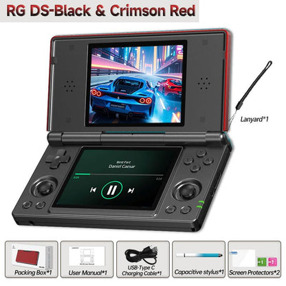 ANBERNIC RG DS Handheld Game Console 4" IPS Dual Screen Android 4000Mah RGDS Flip Video Games Player Supports Rixelhk Wifi Streaming Retro Dual-Screen Flip-Style Gaming Console