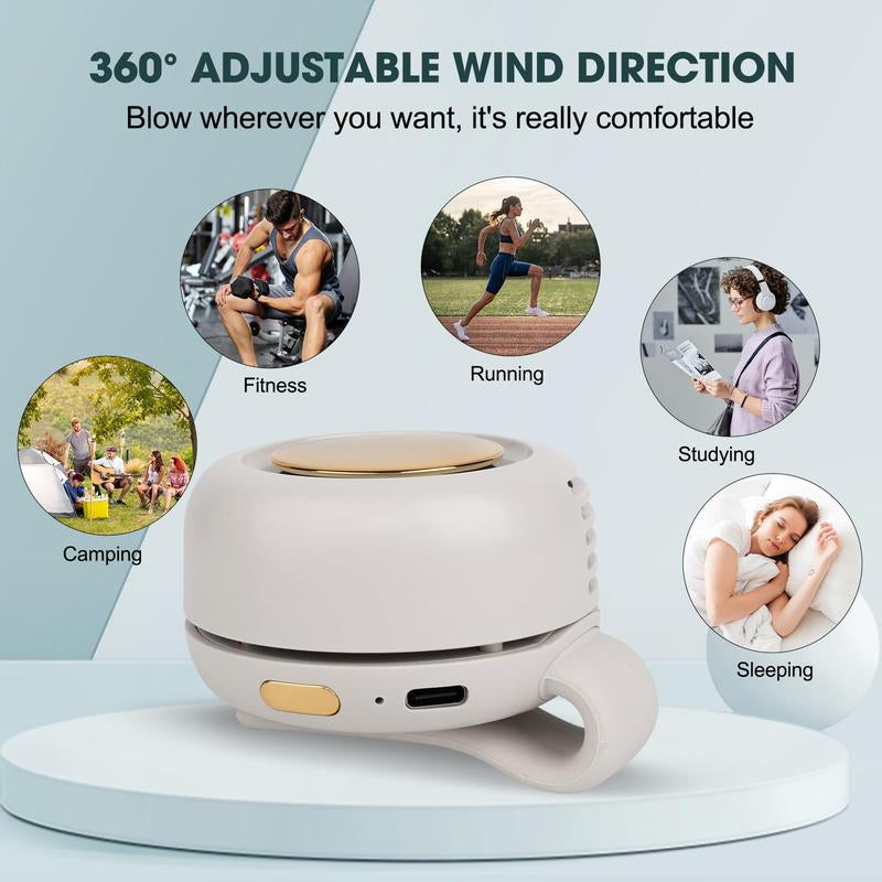 Portable Silent Mini Bladeless Electric Fan with Rotating Body and Three-Speed Adjustable Silent Cooling, Clip-On Fan, Waist-Mounted Fan, Suitable for Outdoor Travel and Office Use, Summer Gift