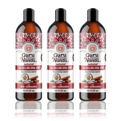 Gurunanda Coconut & Cinnamon Oil Pulling Flavor + Neem & Ashwagandha - 8 Oz Oral Daily