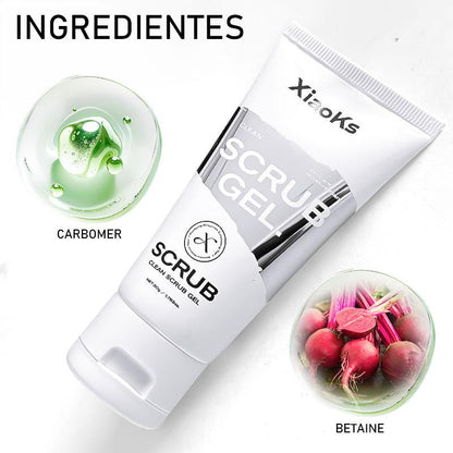 Xiaoks Clean Scrub Gel (3-Pack) with Carbomer & Betaine - 1-Minute Exfoliation, Mild & Gentle for Sensitive Skin - Non-Irritating Daily Exfoliator - 50G Each