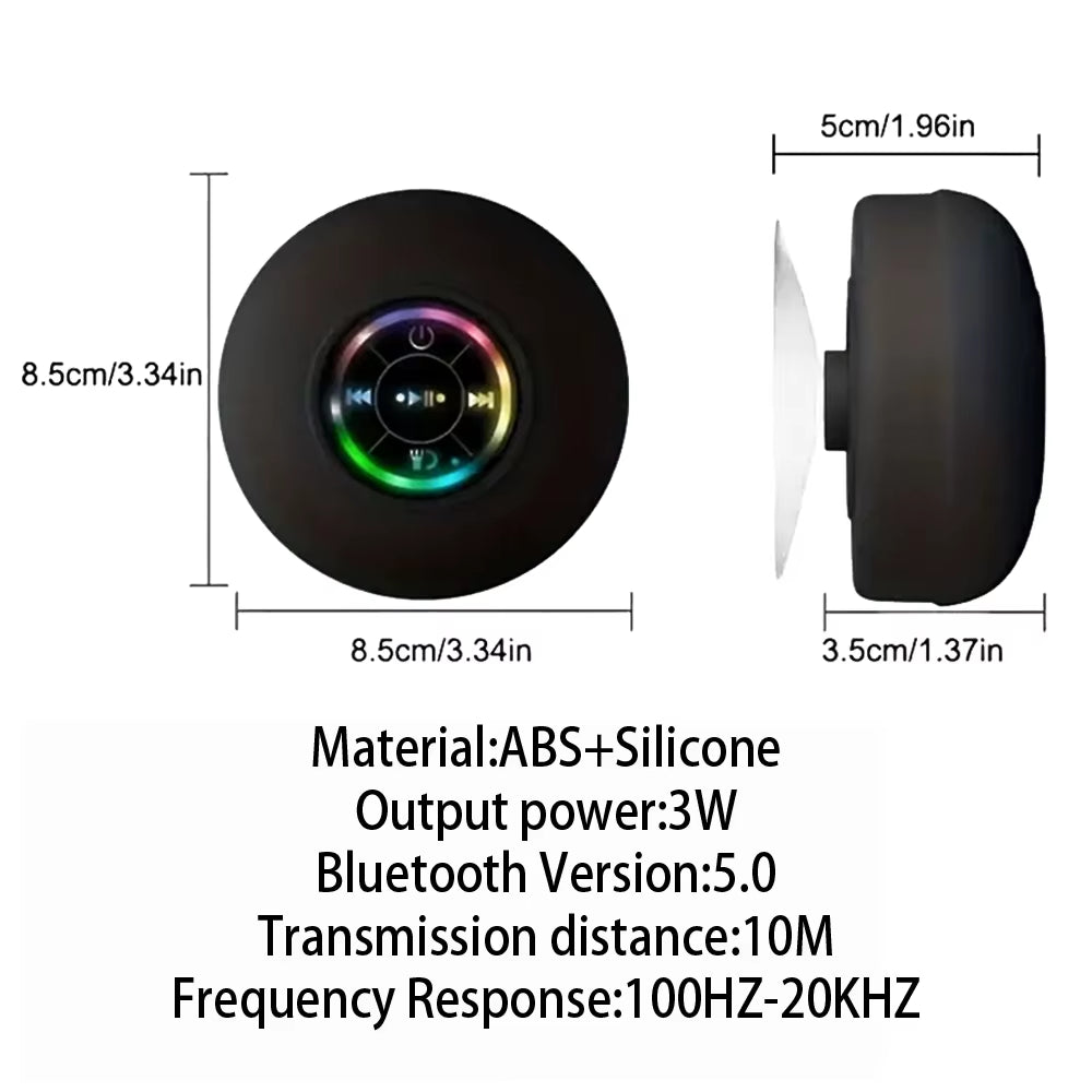 Portable Waterproof Bluetooth LED Speaker with Suction Cup - Perfect for Bathroom and Outdoor Use!