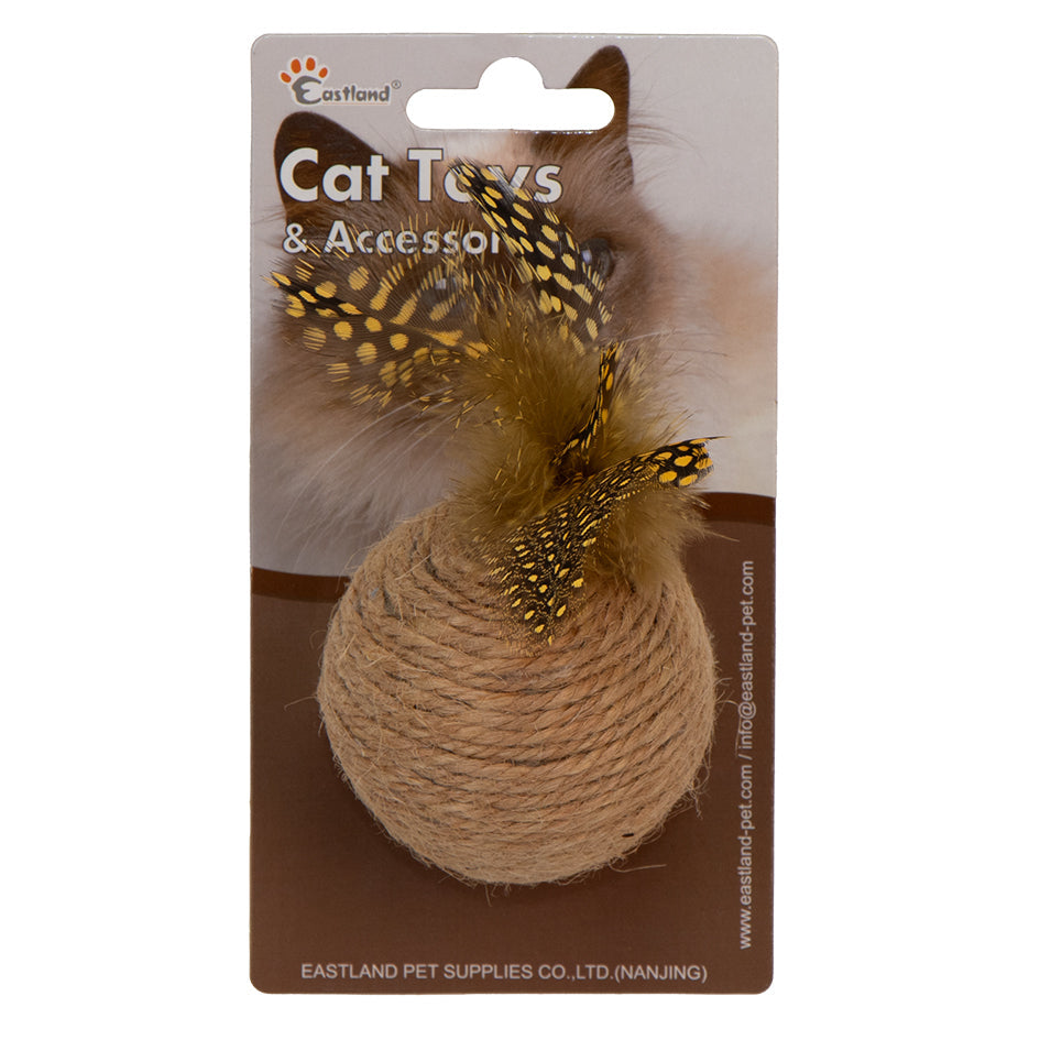 Eastland Wicker Feather Ball Cat Toy with Rattle 6cm
