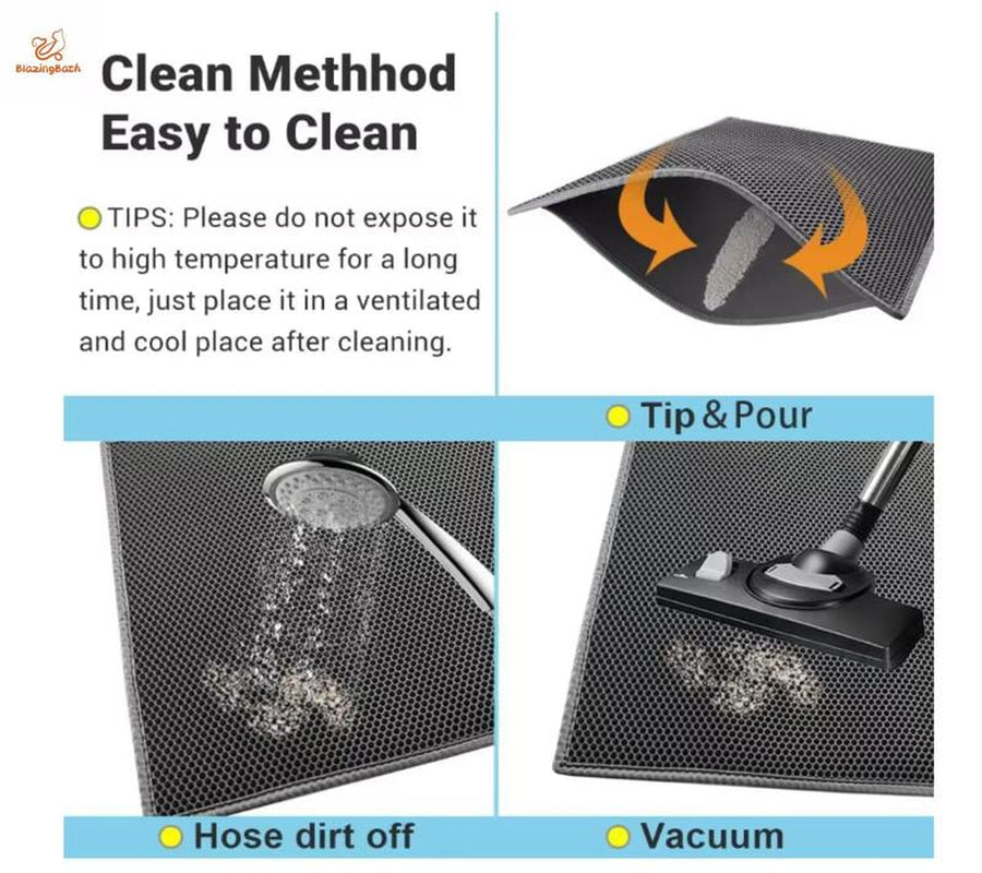 [Bb]Cat Litter Mat Double Layer Waterproof , Upgrade Waterproof Leakproof Back Layer, Honeycomb Trapping Mat, Washable, Easy to Clean, Scatter Control Kitty Litter Matt, Grey