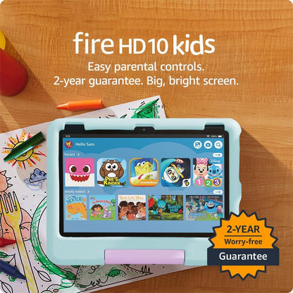 Amazon Fire HD 10 Kids Tablet (Newest Model) Ages 3-7 | Bright 10.1" HD Screen with Included Ad-Free and Exclusive Content, Robust Parental Controls, 13-Hr Battery, 32 GB, Blue