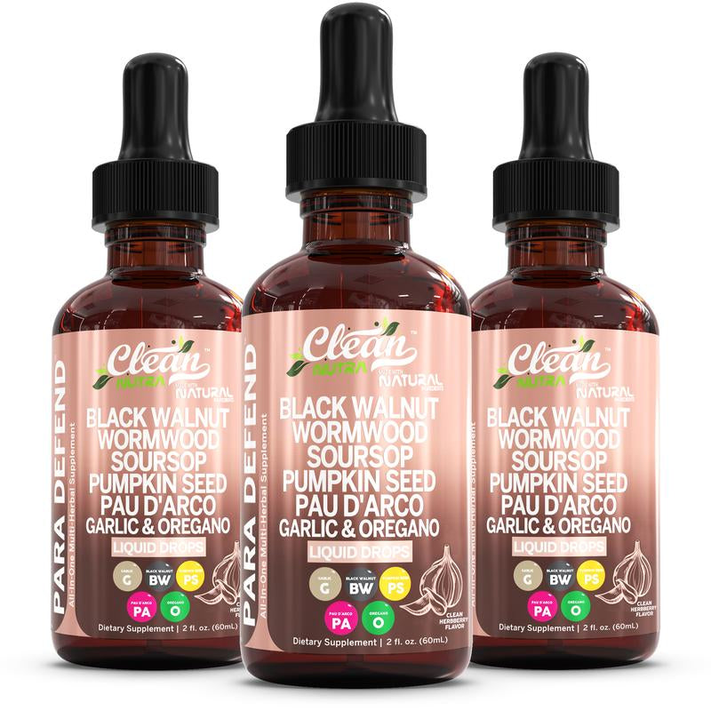 Para Defend Black Walnut Liquid Drops with Sweet Wormwood, Soursop, Garlic, Pumpkin Seed, Pau D'Arco, Oregano, Turmeric, Berberine and Neem Tincture
