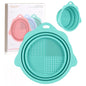 Foldable Silicone Makeup Brush Cleaner Bowl -  Portable Cleaning Tool for Brushes, Powder Puffs, and Sponges (Pink)
