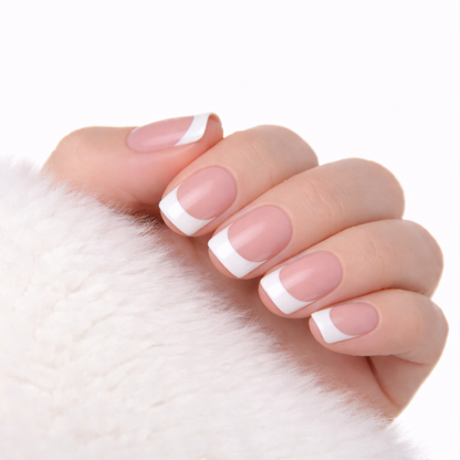 Salon-Style French Tip Press-On Nails - Square #04