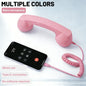 Novelty Retro Handset for Phones – Fun Gift for Parents, Teens & Offices, Easy Plug-In Type-C, Clear Calls, Tangle-Free 3Ft Cable