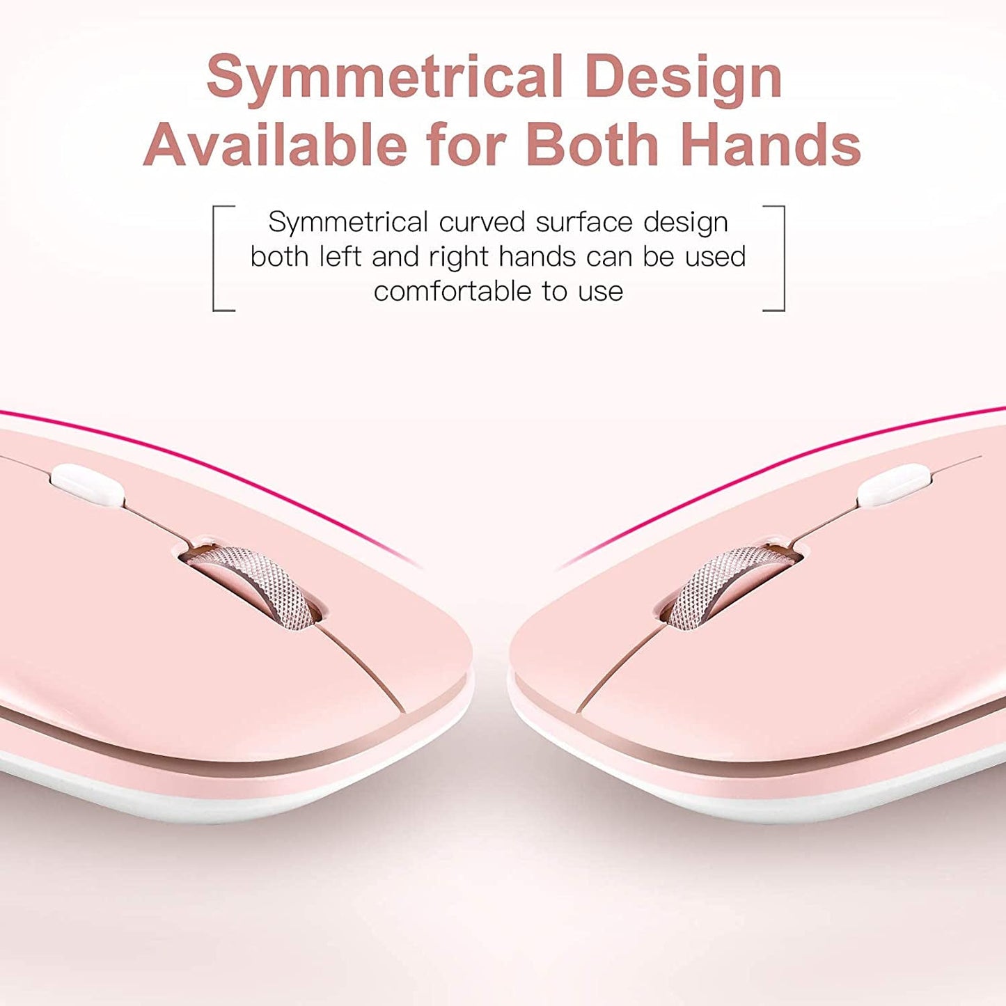 Wireless Flat Mouse, 2.4G Optical Mouse for Laptop, PC, Chromebook, Notebook, Especially Designed for Computer Bags (Pink)