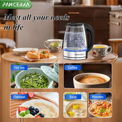 PANCERKA Electric Kettle 1.8L, 1500W Fast Boiling with LED Indicator, Auto Shut-Off, Bpa-Free and Wide Mouth for Easy Cleaning, Electric Tea Kettle for Home, Office