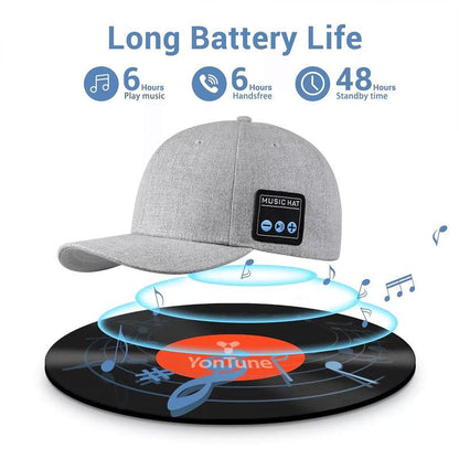 Wireless Bluetooth Sports Baseball Cap and Headphones, Breathable and Sweat-Proof Adjustable Headband Music Cap, High-Definition Microphone for Hands-Free Calling, Removable and Washable Sun-Protective Mesh Fabric.