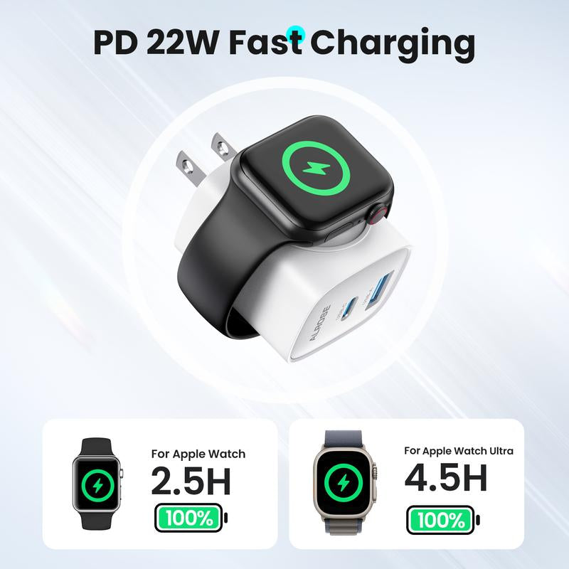 TOPADRE Apple Watch Charger with 20W Fast Charging Block Type-C, 3 in 1 PD USB C Wall Charger Block for Iwatch Series Ultra/9/8/7/6, Compatible with Iphone 16/16 Pro/16 Pro Max/Iphone 15 Series