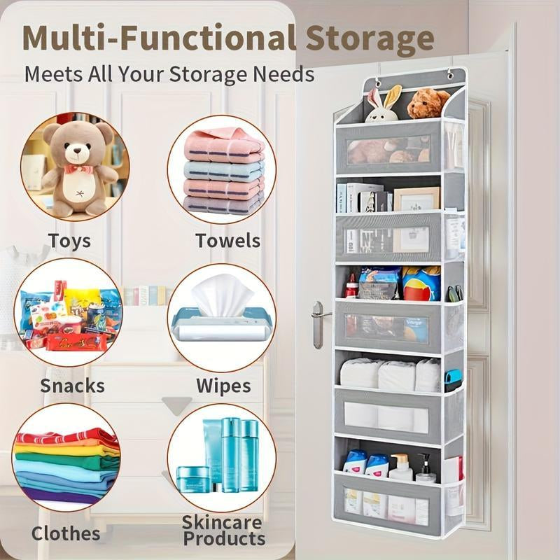 2026 Latest Model 5-Tier Over-The-Door Organizer with 10 Large Pockets Anti-Tilt 44 Lb Capacity Hangable for Bedroom Bathroom Baby Product Storage No Installation Required