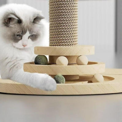 Interactive Cat Toy Set, Durable Vertical Scratcher, Scratching Post & Rolling Ball Design, Perfect for Playful Cats, Enhances Mental Stimulation