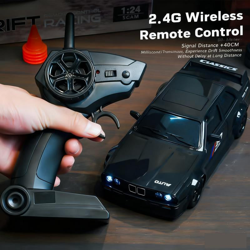 1:24 Scale Remote Control Drift Car - 2.4Ghz 4WD RC Drift Car with LED Lights & Tires - Remote Control Racing Car, Perfect Birthday Gift for Kids