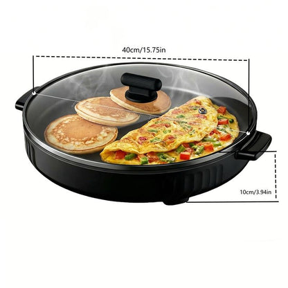 Multi-Functional Electric Skillet & Grill 4Cm Extra Deep Non-Stick Surface Easy to Clean Perfect for Breakfast Pancakes Eggs Daily Cooking