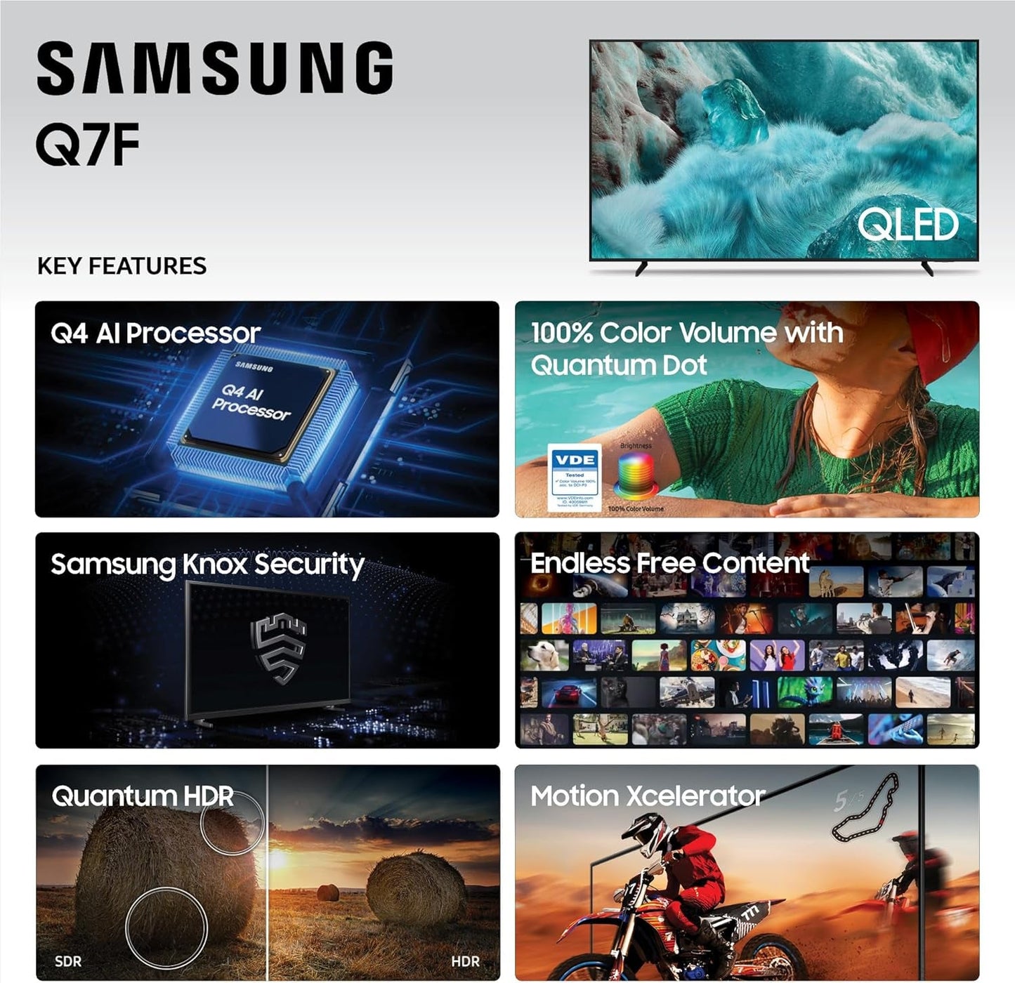 Samsung 65-Inch Class QLED Q7F Series  Vision AI Smart TV (2025 Model, 65Q7F) Quantum HDR, Object Tracking Sound Lite, Q4 AI Gen1 Processor, 4K Upscaling, Gaming Hub, Alexa Built-In