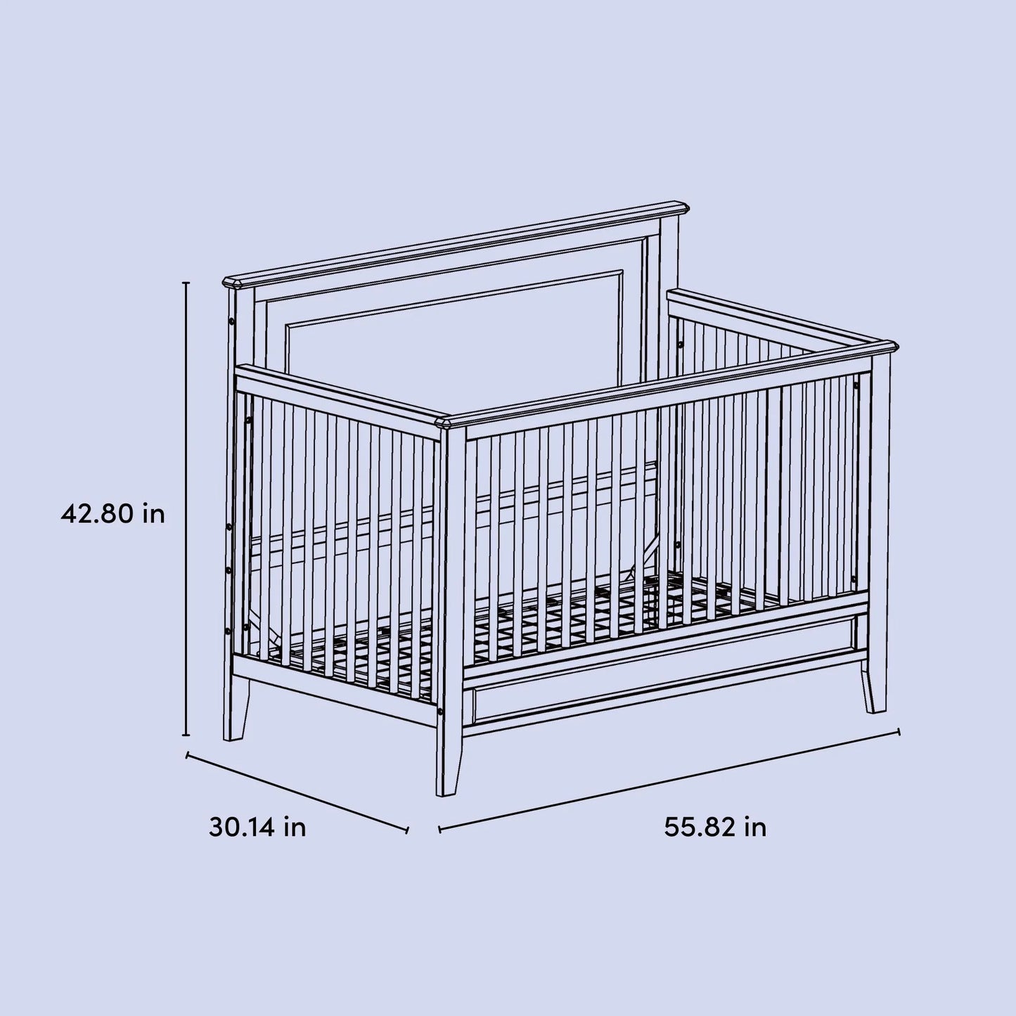 Solstice 5-In-1 Convertible Baby Crib, White